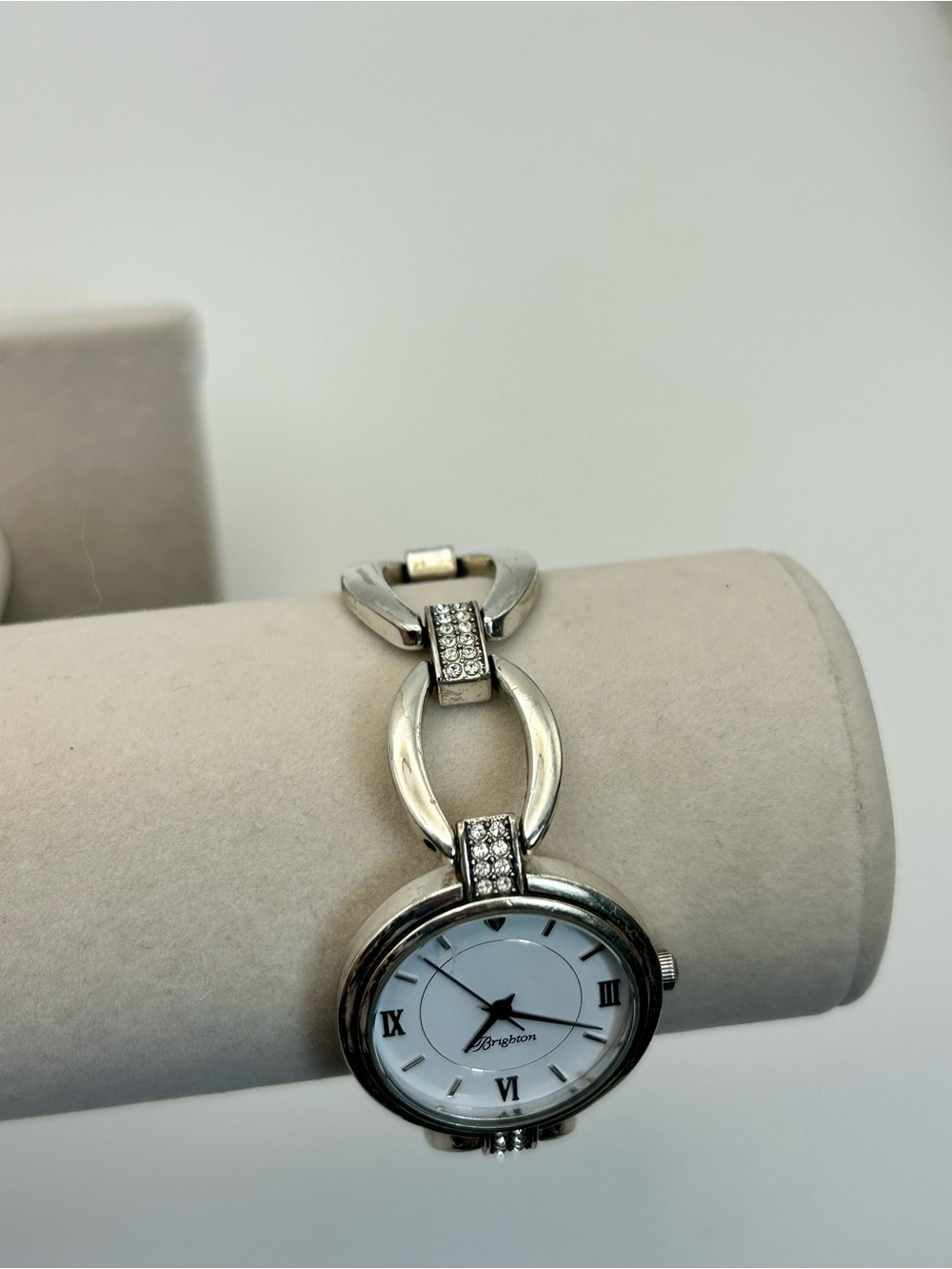 Brighton Meridian Swing Watch Silver Plated Clear Crystals 8" Needs New Battery - Picture 3 of 12